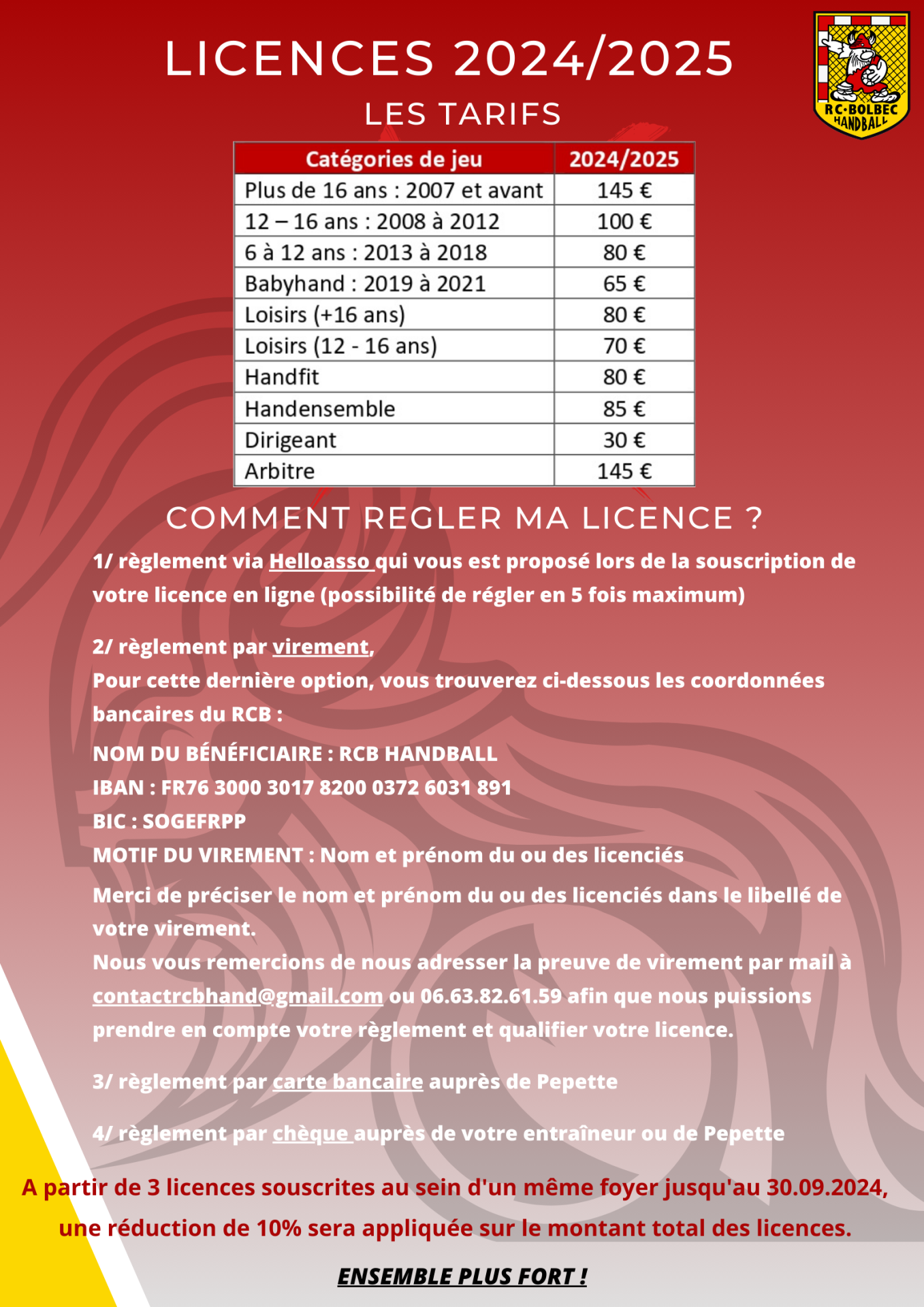 Prix licences 2